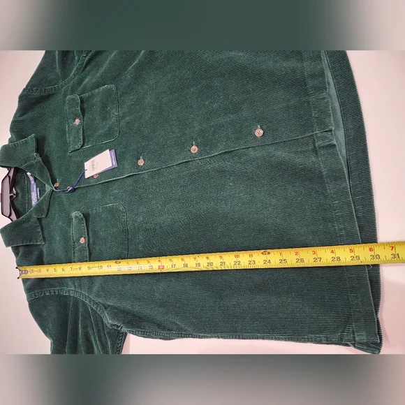 POLO RALPH LAUREN Men's Classic Fit Corduroy Button Up Camp Shirt Green Size XXL
